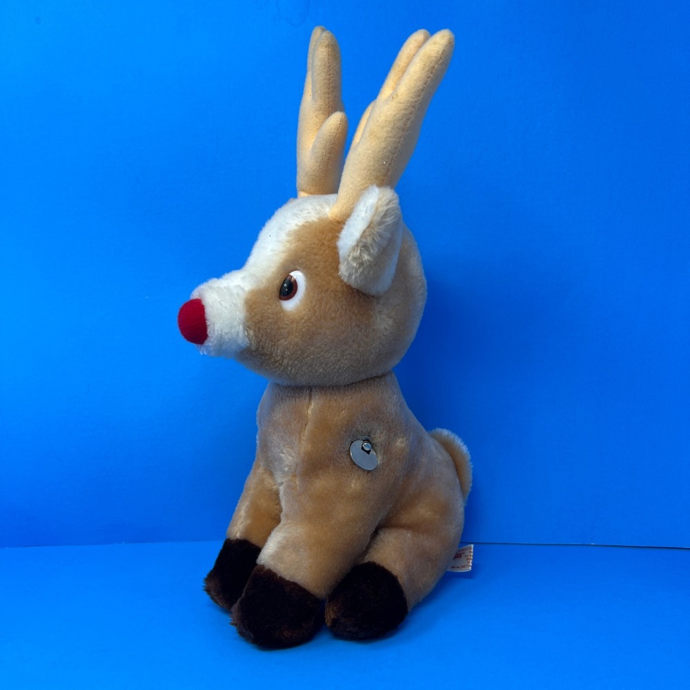Russ Berrie Plush Reindeer 14 inch Tan Vintage Musical Wind Up Rudolph 367 - Picture 15 of 17